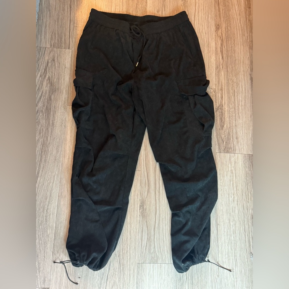 MANFINITY Black Cargo Corduroy Sweatpants XXL